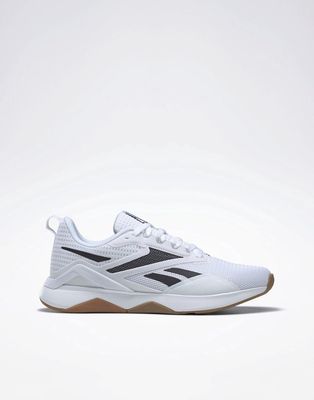 Reebok Training nanoflex 2.0 sneakers in white with gum sole