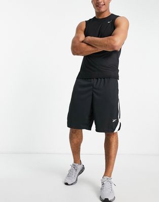 Reebok Training Workout Ready woven mesh shorts in black