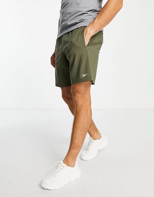 Reebok Training woven tech shorts in khaki-Green