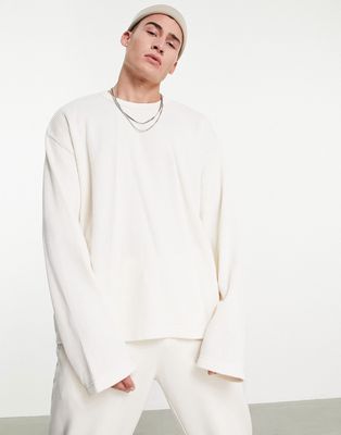 Reebok waffle long sleeve top in off white - IVORY