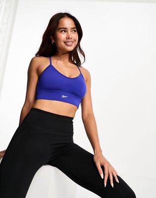 Reebok Workout Ready strappy sports bra in blue
