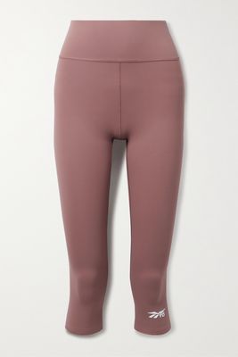 Reebok X Victoria Beckham - Cropped Printed Stretch Recycled Leggings - Pink