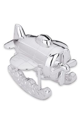 Reed & Barton Zoom Zoom Airplane Stainless Steel Coin Bank in Metallic Tones