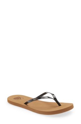 Reef Bliss Nights Flip Flop in Black Patent/Tan