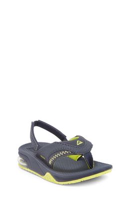 Reef Kids' Little Fanning Flip Flop in Lime/Navy 