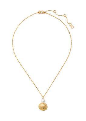 Reef Treasure Goldtone, Cubic Zirconia & Faux Pearl Mini Pendant Necklace