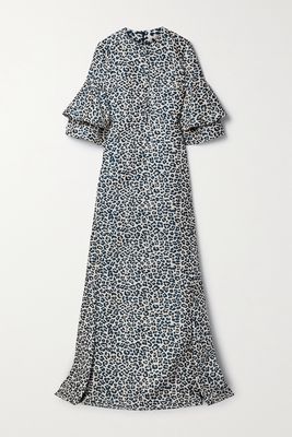 Reem Acra - Metallic Cotton-blend Leopard-jacquard Gown - Animal print