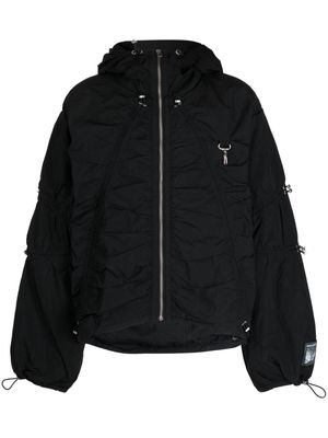 Reese Cooper drawstring zip-up hooded jacket - Black