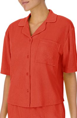 Refinery29 Terry Cloth Pajama Shirt in Orange