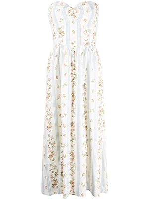 Reformation Aymeline floral-print bandeau dress - White