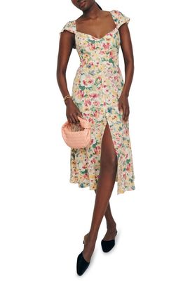 Reformation Baxley Floral Print Flutter Sleeve Midi Dress in Daria