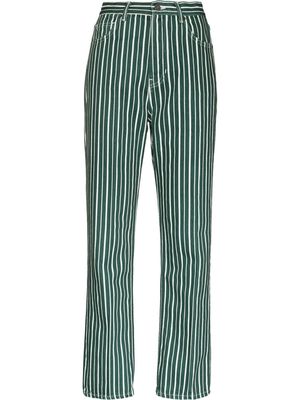 Reformation Cynthia striped straight-leg jeans - Green
