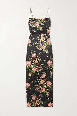 Reformation - Frankie Floral-print Silk-charmeuse Maxi Dress - Green