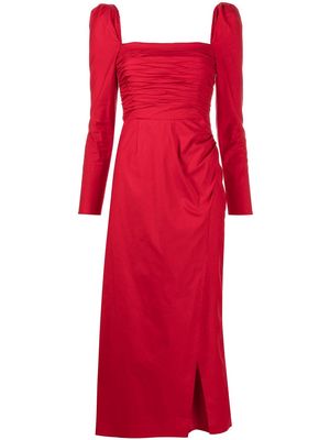 Reformation Isaac ruched organic cotton dress - Red