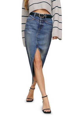 Reformation Jagger Denim Midi Skirt in Hemlock