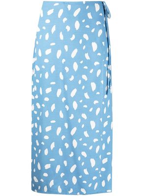 Reformation Kara printed wrap midi skirt - Blue