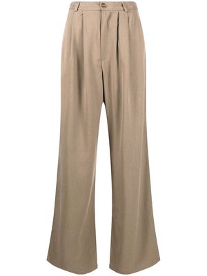 Reformation Mason straight-leg pleated trousers - Neutrals