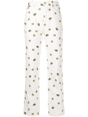 Reformation Mixed Emotions embroidered straight-leg jeans - White