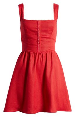 Reformation Sheri Fit & Flare Linen Minidress in Cherry