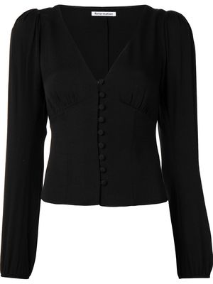 Reformation V-neck long-sleeved blouse - Black