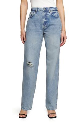 Reformation Val Baggy Distressed Straight Leg Jeans in Folsom