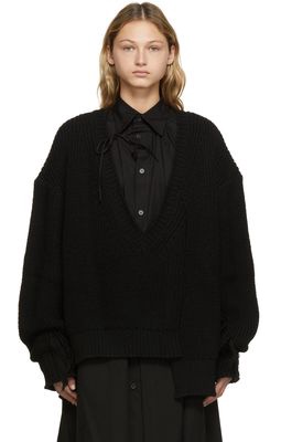Regulation Yohji Yamamoto Black CD Stitch V-Neck Sweater