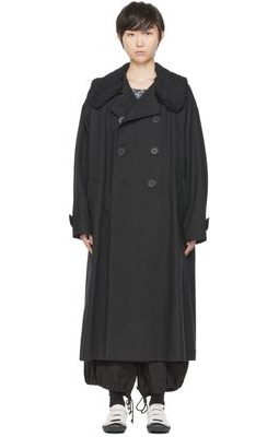 Regulation Yohji Yamamoto Black Double-Breasted Coat