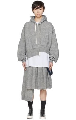 Regulation Yohji Yamamoto Gray R-Uneven Hoodie