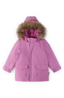 Reima Mutka Waterproof Parka with Faux Fur Trim in Cold Pink