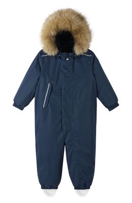 Reima tec Gotland Waterproof Insulated Snow Bib Overalls with Faux Fur Trim in Navy