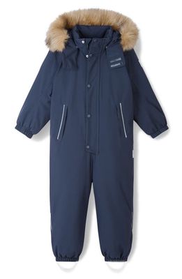 Reima tec Stava Waterproof & Windproof Insulated Snowsuit with Faux Fur Trim in Navy