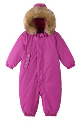 Reima tec Waterproof Snowsuit with Faux Fur Trim in Magenta Purple
