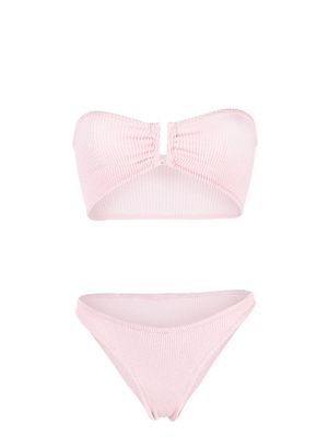 Reina Olga Ausilia ruched bandeau bikini - Pink