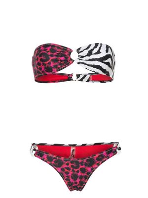 Reina Olga Band Camp animal-print bikini set - Pink