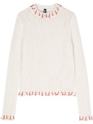 Reina Olga contrasting-charms open-knit jumper - White
