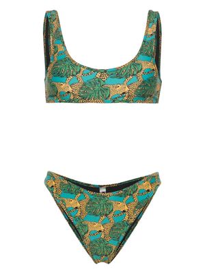 Reina Olga Coolio Jungle Fever-print bikini set - Blue