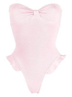 Reina Olga crinkle-effect swimsuit - Pink