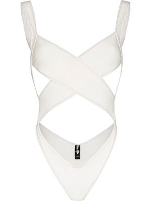 Reina Olga cross-strap one-piece swimsuit - White