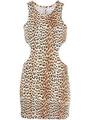 Reina Olga Fled leopard-print minidress - Neutrals