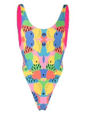 Reina Olga graphic-print swimsuit - Pink