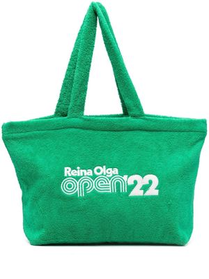 Reina Olga logo-embroidered terry-cloth tote bag - Green