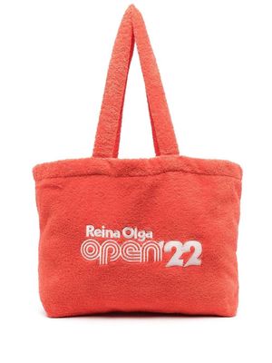 Reina Olga logo-embroidered terry-cloth tote bag