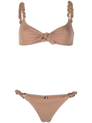 Reina Olga Luca contrast-stitching bikini set - Brown