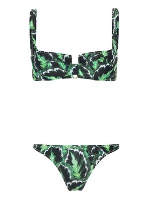 Reina Olga Marti leaf-print bikini set - Green