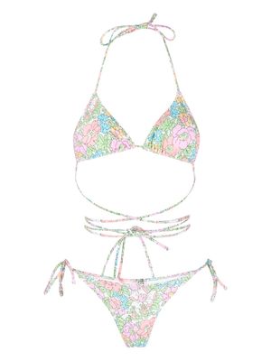 Reina Olga Miami floral-print bikini set - Neutrals