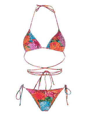 Reina Olga Miami floral-print bikini set - Orange