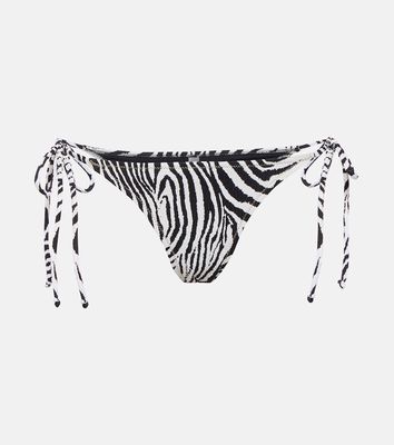 Reina Olga Miami zebra-print seersucker bikini bottoms