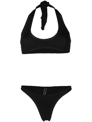 Reina Olga Pilou seersucker bikini set set - Black