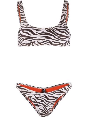 Reina Olga Rocky zebra-print bikini set - White