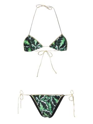 Reina Olga Sam leaf-print bikini set - Green